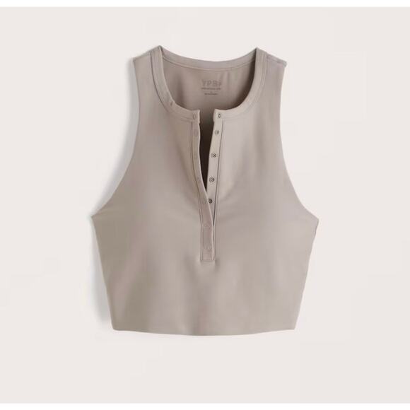 Abercrombie & Fitch Tops - Abercrombie & Fitch YPB SculptLuxe Henley Tank Top Taupe Gray Sand Small Minimal